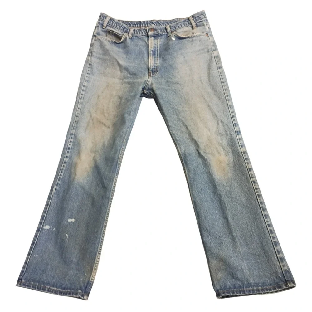 Levi's 517 Bootcut Jeans Mens 34x29 Light Wash Orange Tab Vintage Distressed
